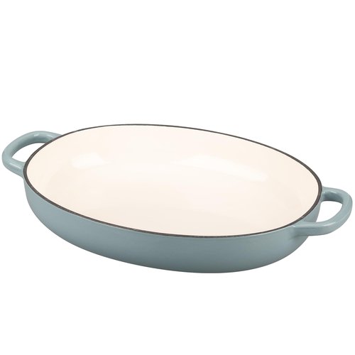EDGING CASTING Enameled Oval Cast Iron Dutch Oven Pot with Lid, Bread Dutch Oven for Sourdough Bread Baking, Dutch Oven Bread, Bread Oven, 6QT, Seasalt