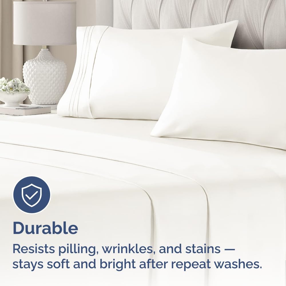 Skiennix Standard Pillow Cases Set of 4 - Ultra Soft Hotel Quality Covers - Machine Washable Antique White