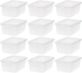 IRIS USA Storage Bins - 12-Pack Clear Stackable Shoe Boxes, 15 Quart, BPA-Free Plastic for Organizing Closets
