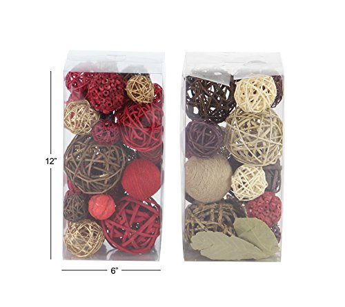 Deco 79 Dried Plant Handmade Orbs & Vase Filler with Varying Designs, Set of 2 6"W, 12"H, Multi Colored