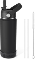 Fimibuke Kids Insulated Water Bottle - 18oz BPA-Free Stainless Steel Tumbler with Straw | Leak-Proof Black
