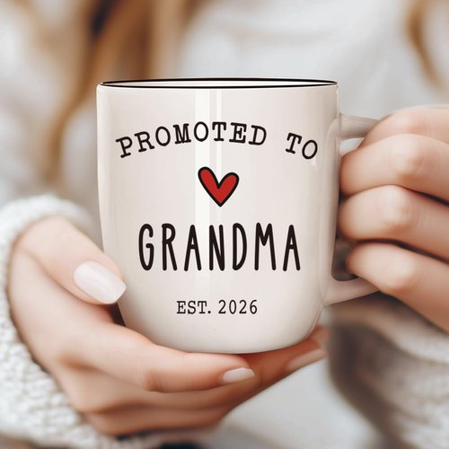 Kinkiii Promoted To Grandma And Grandpa 2026 Mug Set, Pregnancy Announcement for Grandparent Mug Set, Grandparents 2026 Gifts, Grandma And Grandpa Announcement Ceramic Mugs 13Oz
