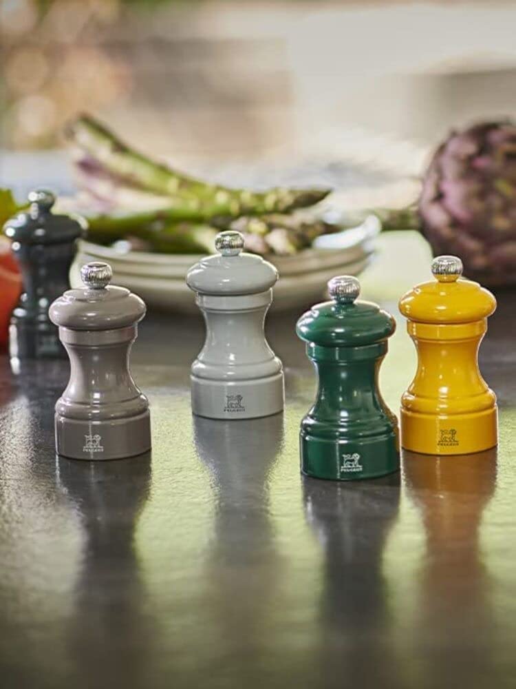 Peugeot Bistro 4-inch Manual Pepper Mill, Adjustable Coarseness, Stainless Steel Grinding, Pre-Filled with Black Peppercorns - Enhanced Flavors & Aromas (Slate)