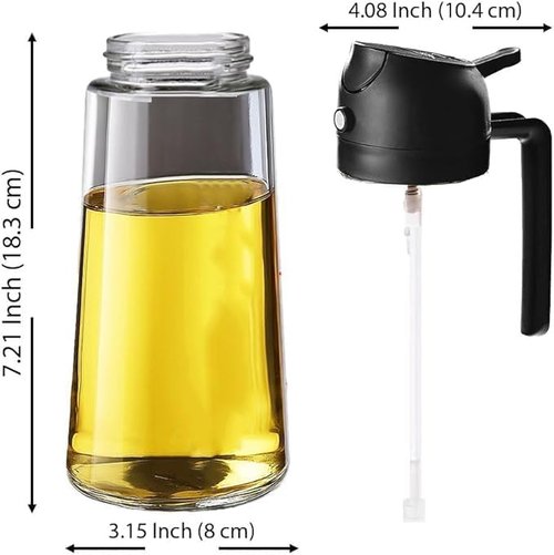 Glass Olive Oil Sprayer by [Brand Name] - 16oz 2-in-1 Dispenser for Cooking, Air Fryer & BBQ - Black