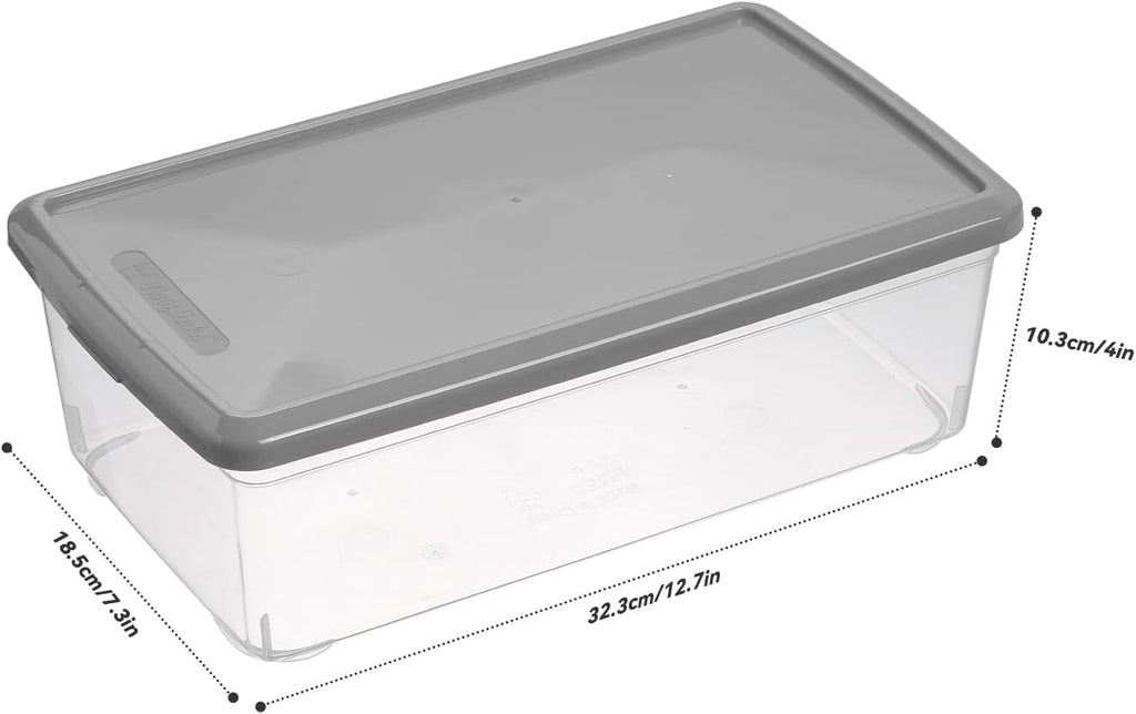 Sterilite 6 Quart Latching Storage Box - Clear Plastic Bins With Lids | Stackable Grey 12 Pack