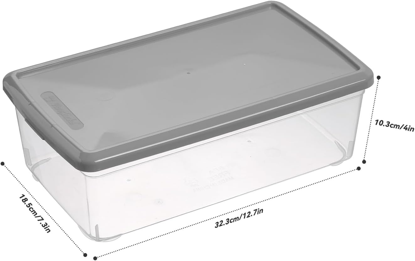 Sterilite 6 Quart Latching Storage Box - Clear Plastic Bins With Lids | Stackable Grey 12 Pack