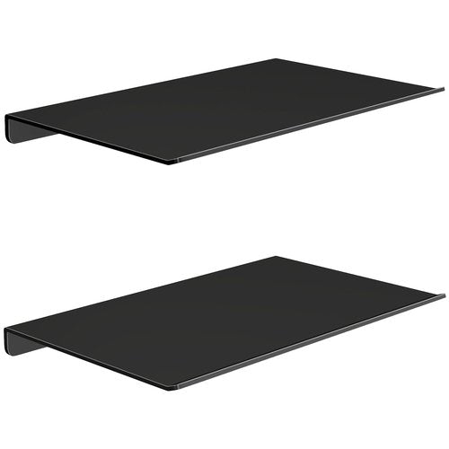 MKO 8" Small Floating Shelves for Wall, Metal Wall Mounted Shelf for Bathroom, Bedroom, Living Room, Kitchen, Little Mini Tiny Display Hanging Shelves for Books/Storage/Room Decor 2 Packs, Black