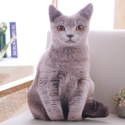 Maomoto 19.6'' Cat Shape Throw Pillow Plushie Cushion Pillow Doll 3D Simulation Cat Plush Stuffed Animal Toy for Kids,Sofa Chair Home Decor
