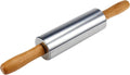 Stainless Steel Rolling Pin - 13-Inch Dough Roller with Wooden Handle for Baking & Pastry