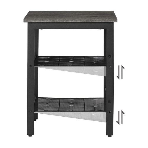 VASAGLE Nightstand, Set of 2 Side Tables, End Tables with Adjustable Mesh Shelves, for Living Room, Bedroom, Industrial, Stable Steel Frame, Easy Assembly, Charcoal Gray and Black ULET024B04