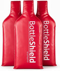 Liquid Spectrum Reusable Wine Protector Travel Bag by Bottle Shield (3-Pack) - Bubble Cushioning Wrap Suit - Unbreakable Bottle Sleeve, Leak Proof - Wine Tote Bags Accessory for Suitcase Luggage, Red