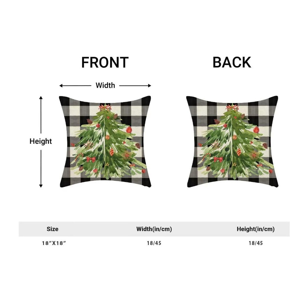 AEIOAE Christmas Pillow Covers 18x18 Inch Set of 2, Buffalo Plaid Christmas Tree Decorative Throw Pillows Farmhouse Linen Nature Forest Xmas Winter Pillow Case for Couch Sofa Outdoor Decor