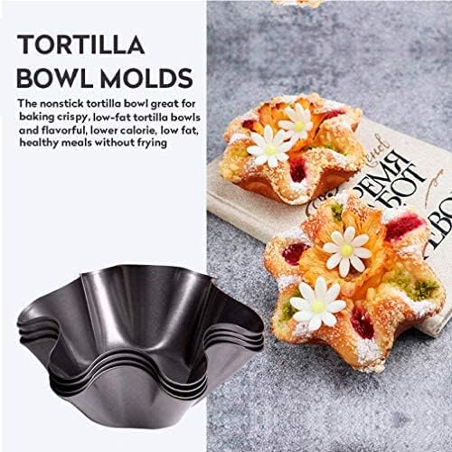 Skiennix 6-Pc Tortilla Pan Set | Non-Stick Fluted Taco Salad Bowl Makers, Carbon Steel