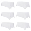 sancua 6 Pack White Tablecloth 90 x 156 Inch - Rectangle Table Cloth for 8 Feet Tables Stain and Wrinkle Resistant Washable Polyester Table Cover for Dining Wedding Banquet Party Buffet Restaurant