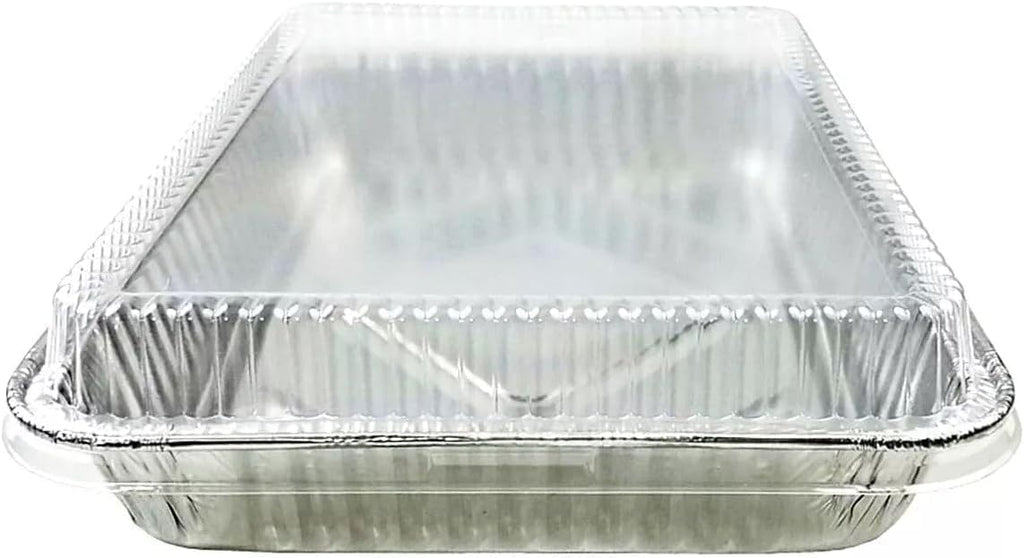 PACTOGO Disposable Aluminum Foil Cake Pans - 13" x 9" x 2" with Dome Lids | 108 Oz for Baking & Storing (Pack of 12)