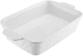 Regine Switzerland 9x13 Baking Pan - Durable Ceramic Casserole Dish with Handles | 4.4QT Soft White