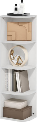 Furinno Pasir 4-Tier Corner Bookcase - Stylish White Open Shelf Design for Space-Saving Storage