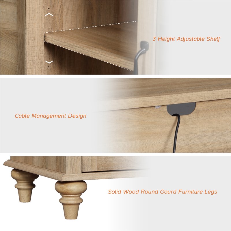Farmhouse Buffet Cabinet with Glass Door - Versatile Storage Sideboard