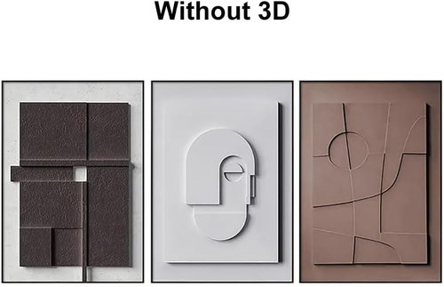 BULUXE Japandi Geometric Wall Art Set - 3D Abstract Minimalist Framed Canvas Decor | 15" W x 23" H
