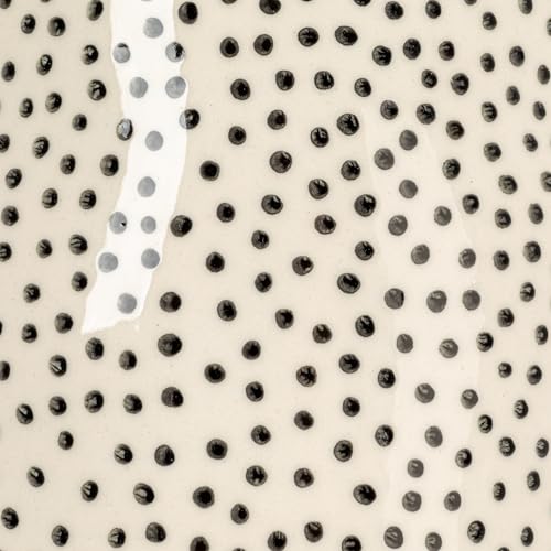 White Stoneware Teapot with Black Speckles & Gold Electroplating