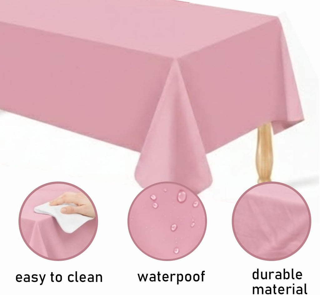 Regine Switzerland Pink Plastic Tablecloth - Waterproof Disposable Rectangle for Parties & Events