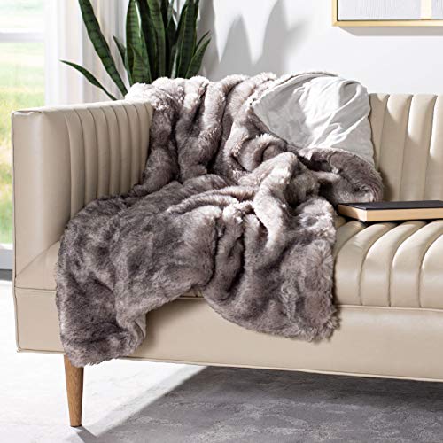 SAFAVIEH Home Collection Faux Chinchilla Throw, Grey