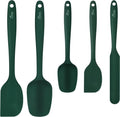 HOTEC Silicone Rubber Spatula Set - 600℉ Heat Resistant, BPA-Free, Dark Green | Set of 5 for Non-Stick Cookware