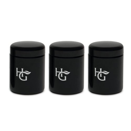Herb Guard Container - [3 Pack] Half Oz Container Smell Proof Jar & Humidity Pack (250 ml) Airtight UV Protection Keeps Herbs Fresh for Months