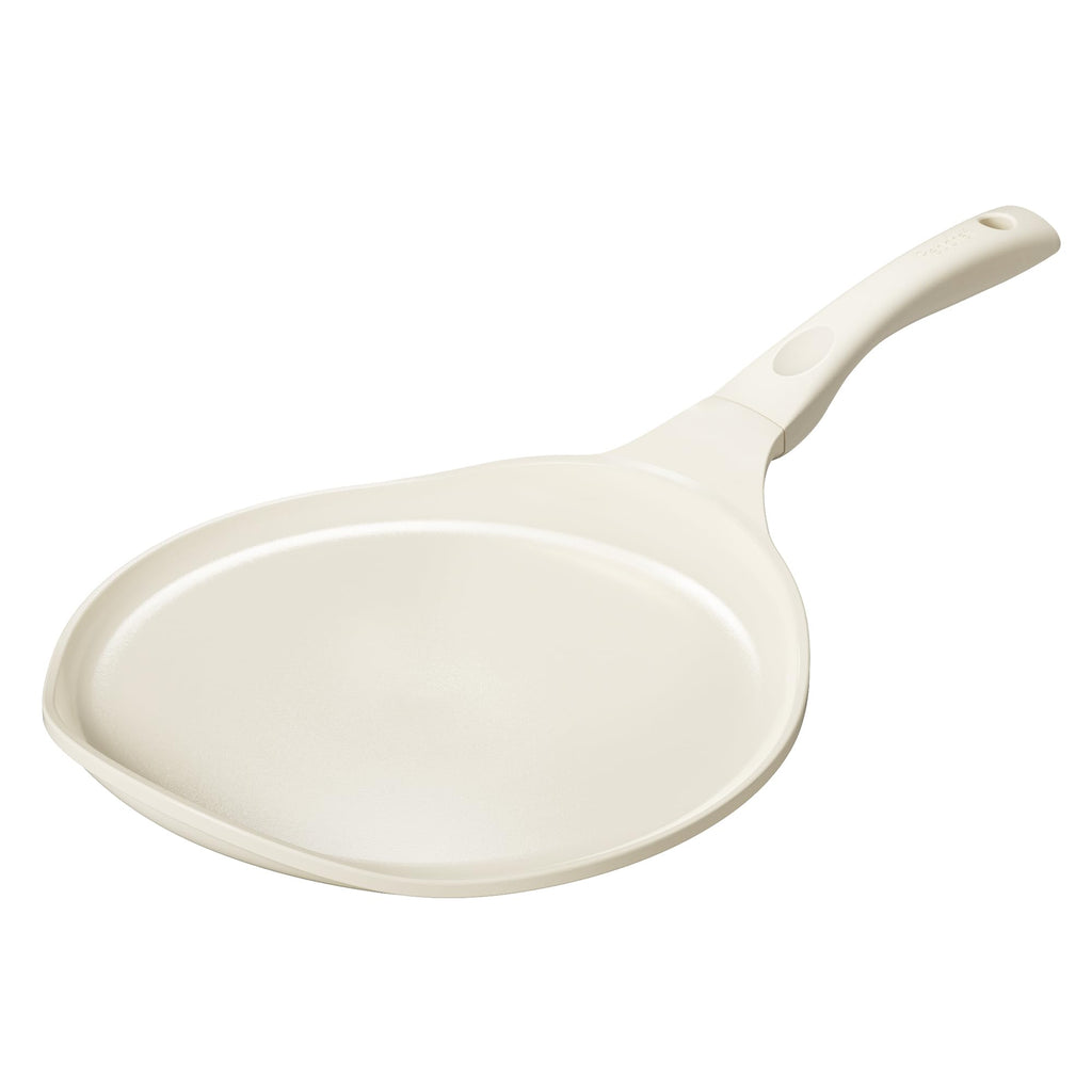 Redchef Nonstick Crepe Pan 12 Inch with Ceramic Coating, Non Stick Flat Skillet, Professional Pancake Griddle Pan, Induction Compatible, PFAS/PFOA/PTFE Free, Stay-Cool Handle (Beige White)