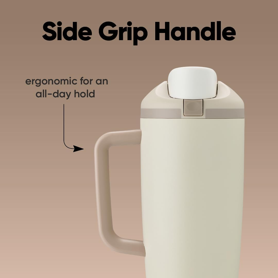 Owala FreeSip Tumbler - 40 oz Stainless Steel - Tan (Lightly Toasted) | Durable & Insulated