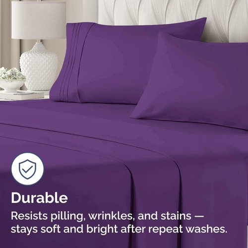 King Pillow Cases by [Brand Name] - Ultra Soft Hotel Quality Covers | Wrinkle-Free & Fade Resistant - 4 Piece Set in Purple