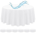 6 Pack White Round Tablecloth 120 Inch, White Tablecloths Waterproof Polyester Table Cloth for Round Tables, Stain and Wrinkle Resistant Washable Fabric Table Cover for Party Dining Wedding Banquet