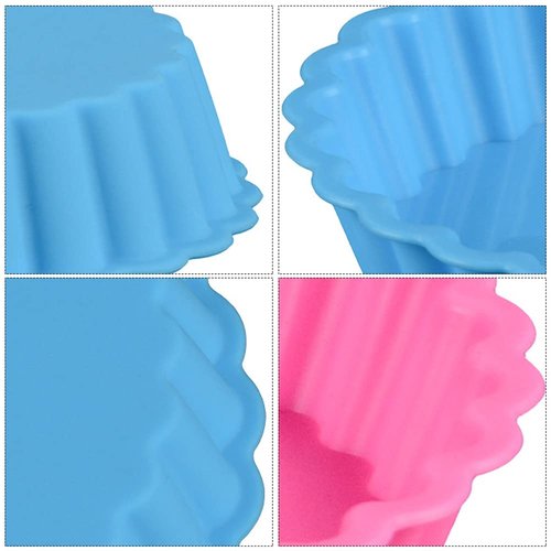 Kakalote 8pcs Silicone Mold Pie Pan, Non Stick Mini Quiche Molds Cupcake Muffin Baking Cups, Round Mini Tart Pan, Small Pie Baking Pan Tart Molds for Baking, Random Color