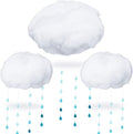 Skiennix 15 Pcs Artificial Cloud Props - 3D Raindrop Garland Set for Baby Shower & Party Decor