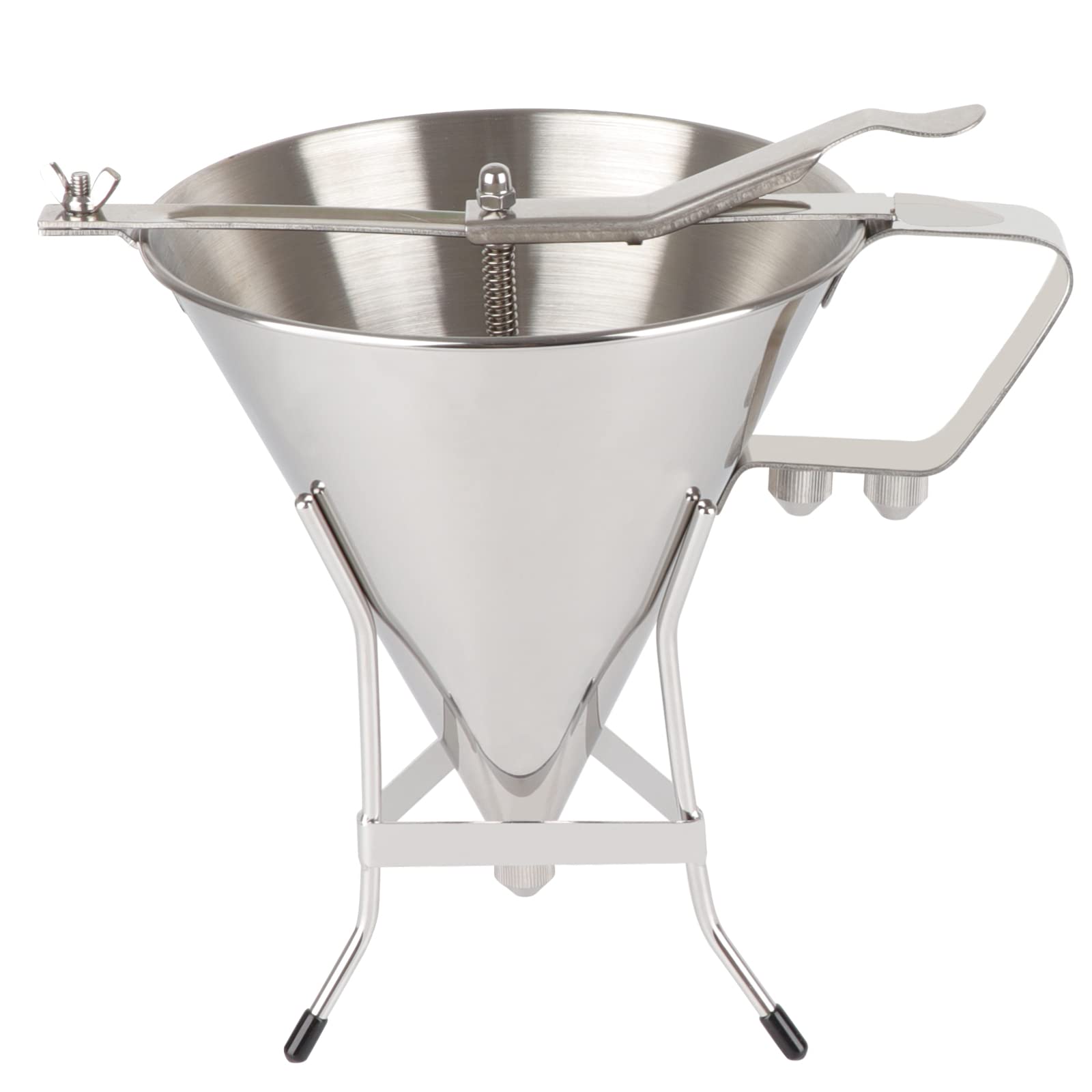 Confectionery Funnel Stainless Steel with Stand and 3 Nozzles, Commercial Grade Cake Decorating Tool Bakery Use, Precise Dispensing and Filling