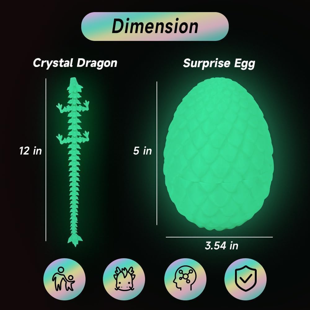 Skiennix 3D Printed Dragon Figurine - Unique Egg Design for Home Office Decor | Executive Desk Accent