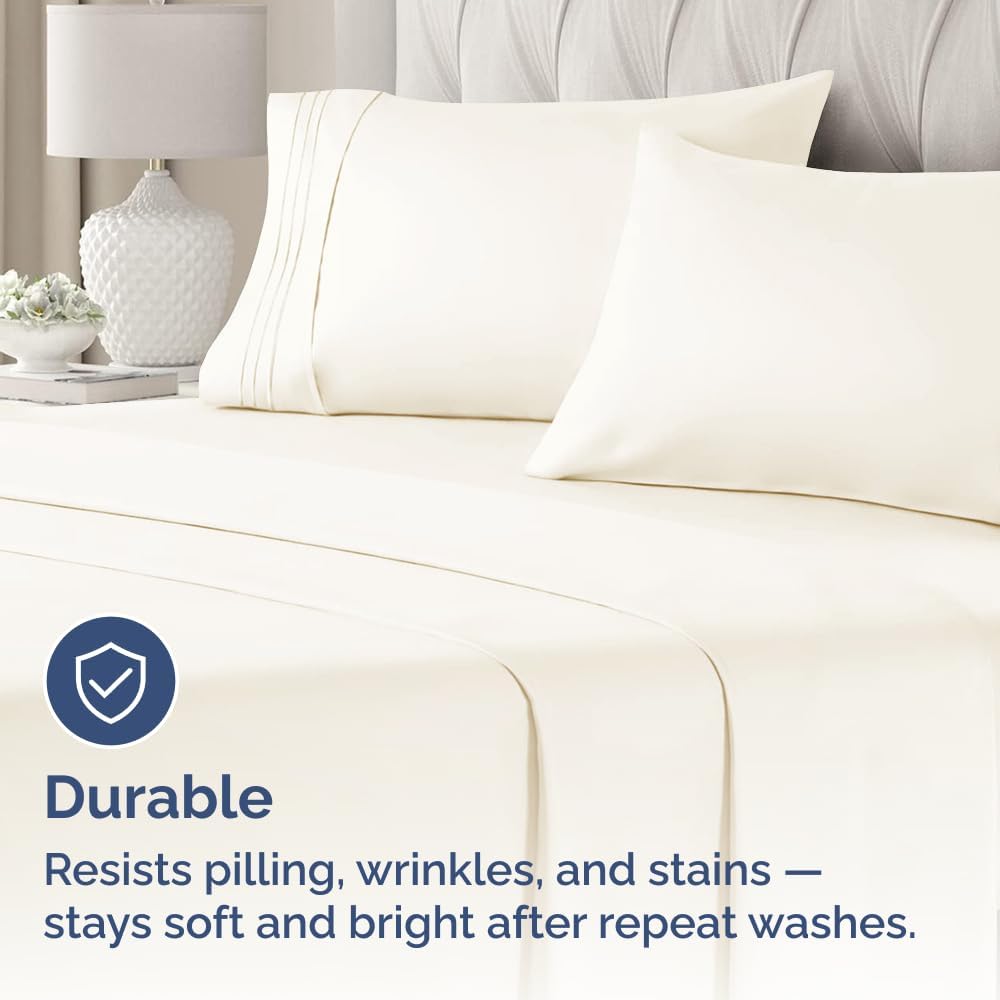 Skiennix Standard Pillow Cases Set of 2 | Ultra-Soft Hotel Quality, Wrinkle-Free & Stain Resistant - Off White