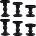 Skiennix 6-Piece Black Glass Candlestick Set - Elegant Crystal Holders for Weddings & Home Decor