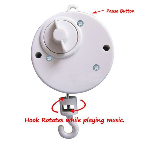 Brahms Lullaby Baby Music Box, Rotary Mobile Crib Bed Bell Toy Windup Musical Gift with Rotating Hook for Babies Boy Girl Kids Children