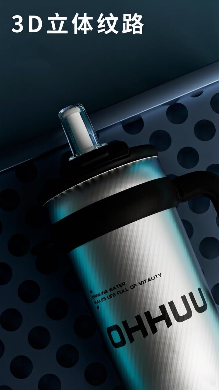 Skiennix Insulated Water Bottle - Large Capacity 316 Stainless Steel Vacuum Cup with Straw | Silver