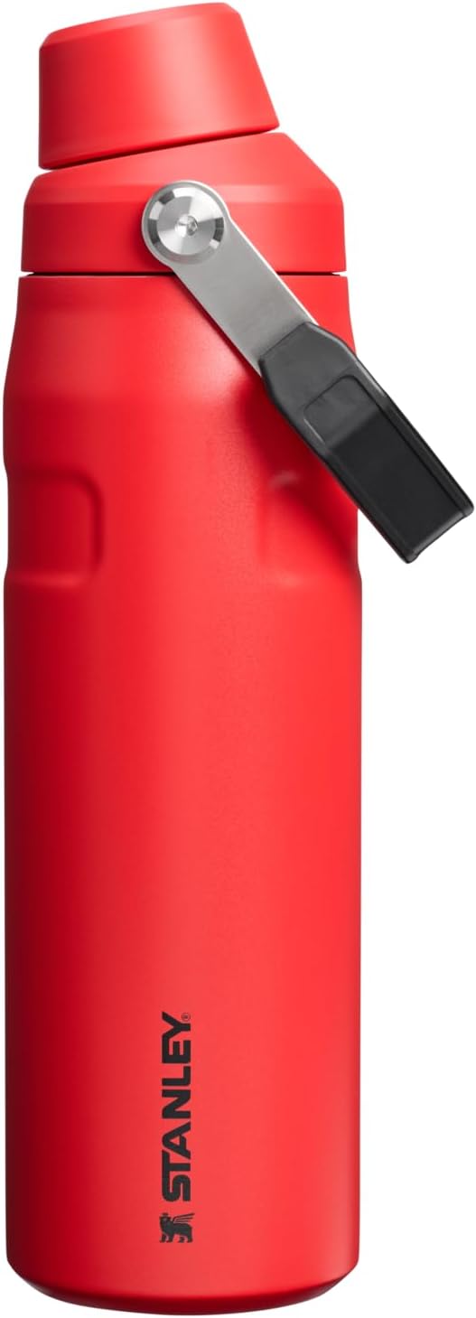 Stanley IceFlow Water Bottle 24 oz - Fast Flow Angled Spout Lid | Lightweight, Leakproof, Insulated | BPA-Free, Chili Black