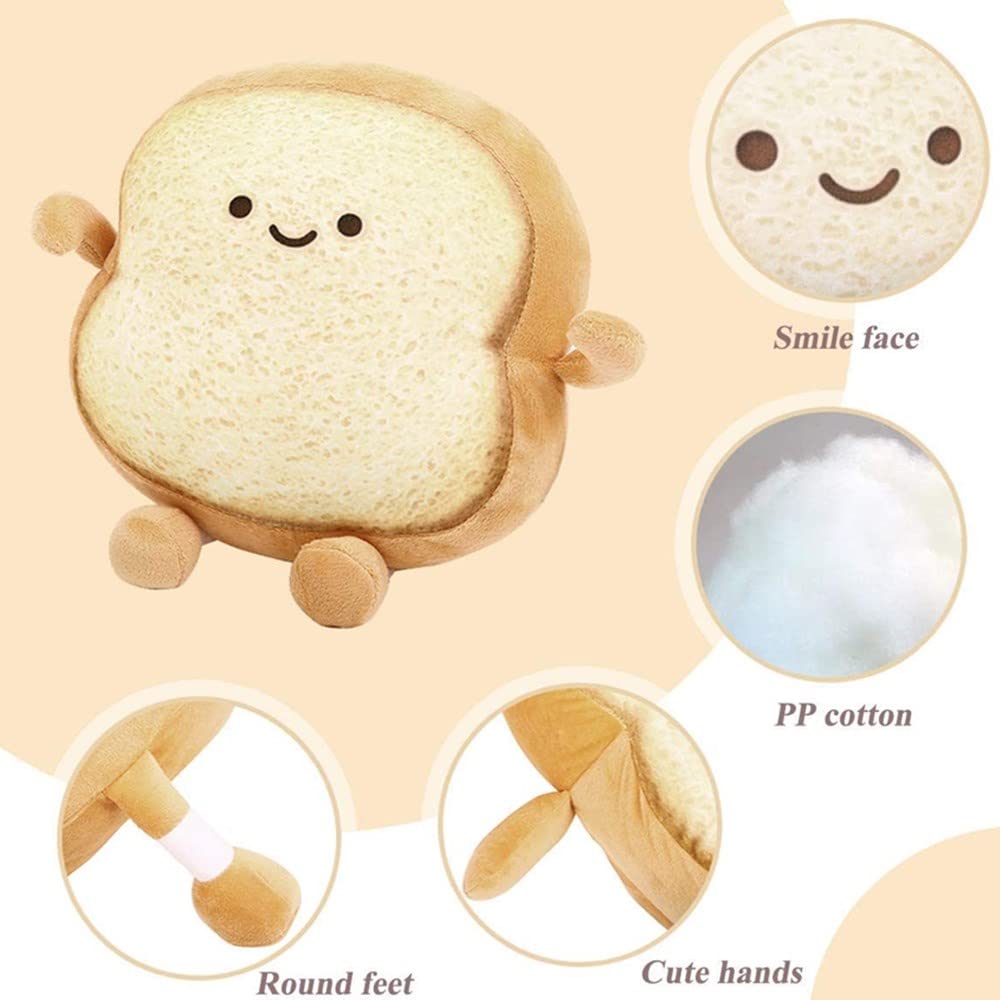 OUKEYI Toast Bread Pillow, Funny Bread Shape Plush Toy,Facial Expression Soft Toast Sofa Pillow, for Kids Adults Gift Home Bed Room Decor