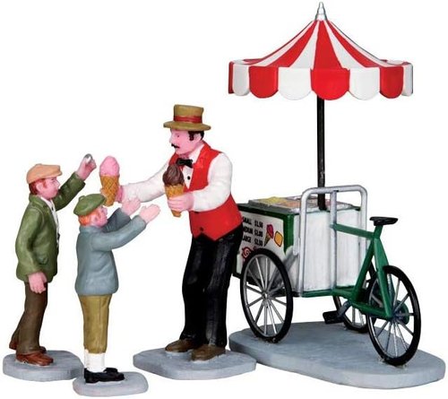 Lemax Gelato Cart Set - Colorful Ice Cream Stand for Parties | 4-Piece Collection