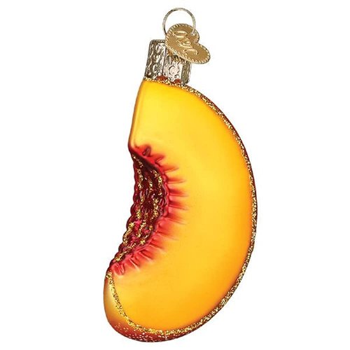 Old World Christmas Peach Slice Glass Blown Ornament for Christmas Tree, Handcrafted Holiday Decoration, Fruit Collection