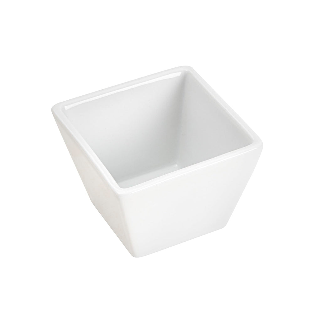 Restaurantware 6 Ounce Small Dessert Cups 10 Square Fondue Bowls - Oven Safe Chip Resistant White Porcelain Porcelain Dip Bowls Dishwasher Safe For Snacks Or Desserts