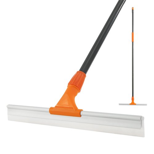CLEANHOME Silicone Floor Squeegee for Shower Glass, Floor, and Garage - Heavy-Duty Pet Hair Remover, Bathroom Tile Cleaner, Window Wiper - Flexible, No Streaks, Compact Storage