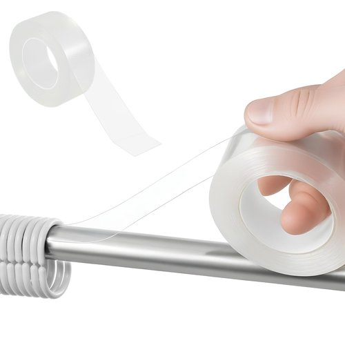 HJZHII Curtain Rod Tape Glide Clear, Curtain Rod Slide Smooth Tape, 1IN*16FT Quiet Drapery Ring Tape Shower Curtain Rod Cover for Smooth Sliding Noise Reduction