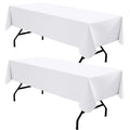 homing 2 Pack Rectangle Vinyl Tablecloth, Waterproof Spillproof Plastic Flannel Backed Table Cloth, Wipe Clean Table Cover for Dining, Buffet Parties and Camping (White, 60" x 84")