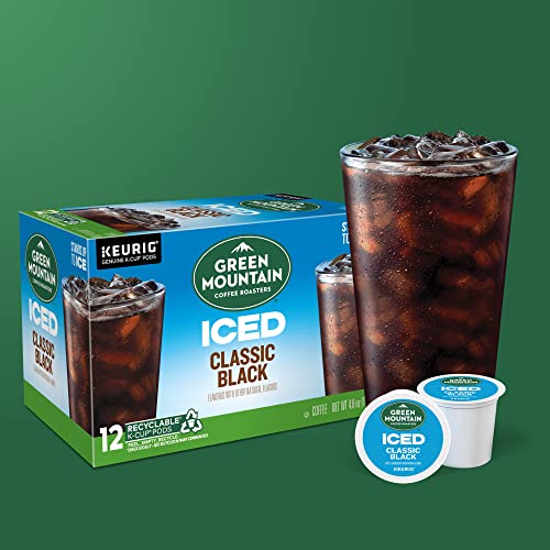 Green Mountain Coffee Roasters ICED Classic Black, Single Serve Keurig K-Cup Pods, Medium Roast Iced Coffee, 72 Count