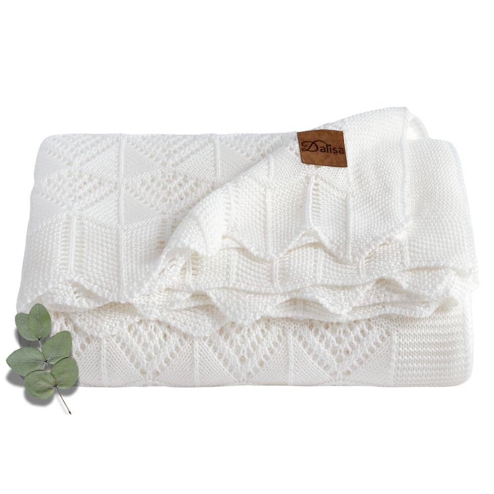 Dalisa Knitted Throw Blanket 100% Austrian Eucalyptus Lyocell Tencel™ Premium Boho Vintage Knit Throw Blanket 50"x60" Natural - Cozy, Chunky & Comfy Stitch for Snuggle Lounging Emily